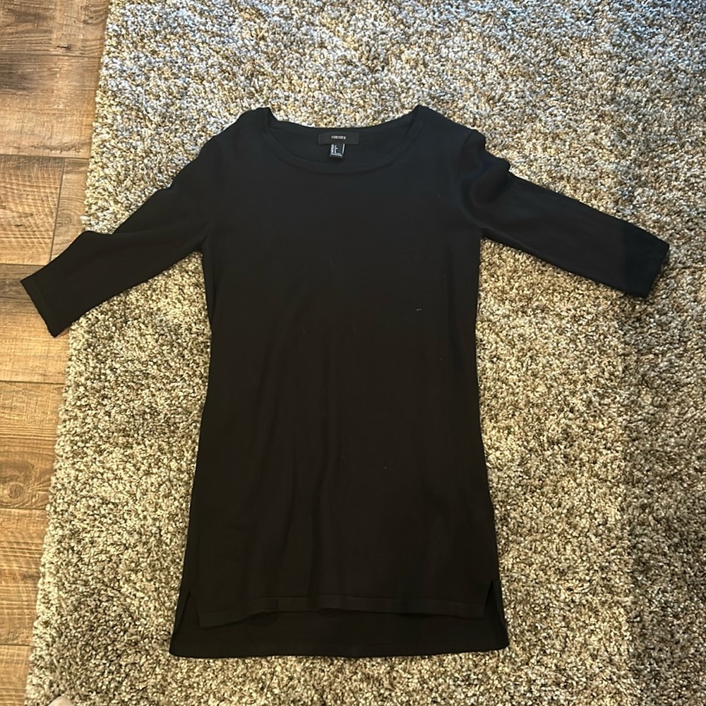Plain black long sleeve dress